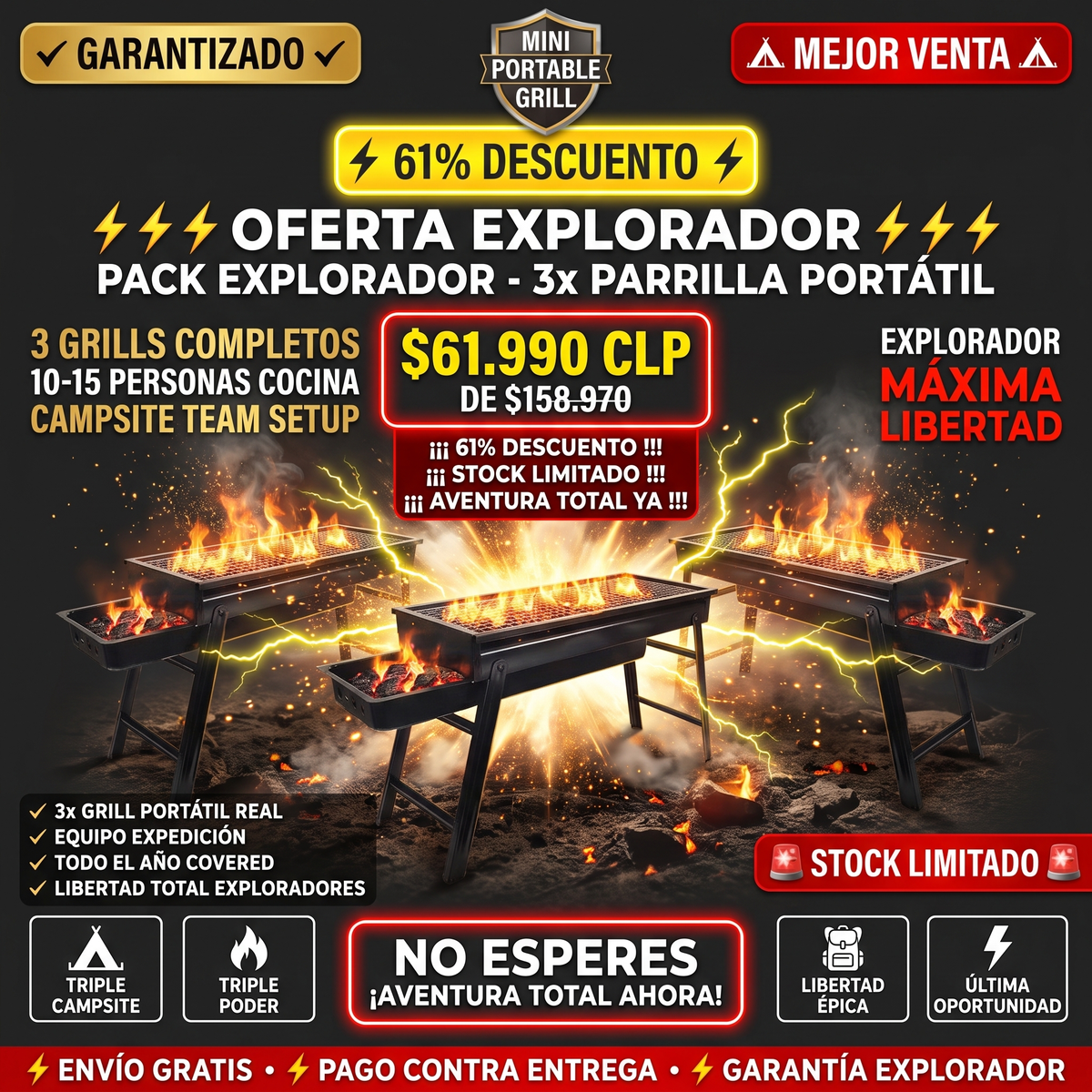 MINI PORTABLE GRILL - PARRILLA PORTÁTIL PARA CAMPING