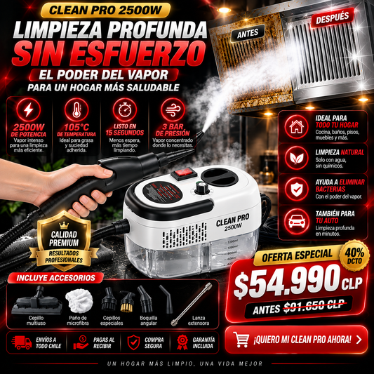 CLEAN PRO 2500W - LIMPIADOR VAPOR POTENCIA MÁXIMA