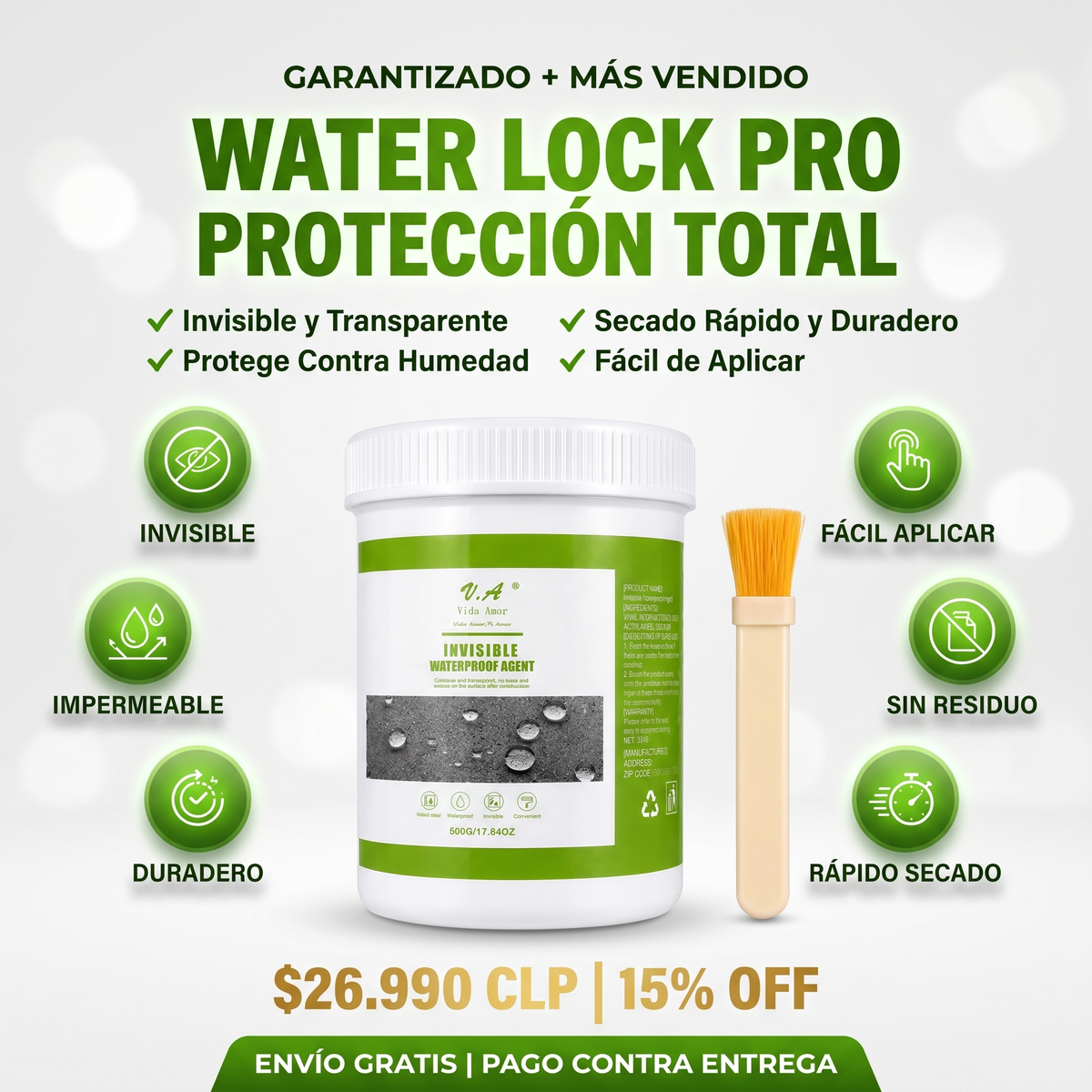 WATER LOCK PRO - SELLADOR IMPERMEABILIZANTE PREMIUM 500G