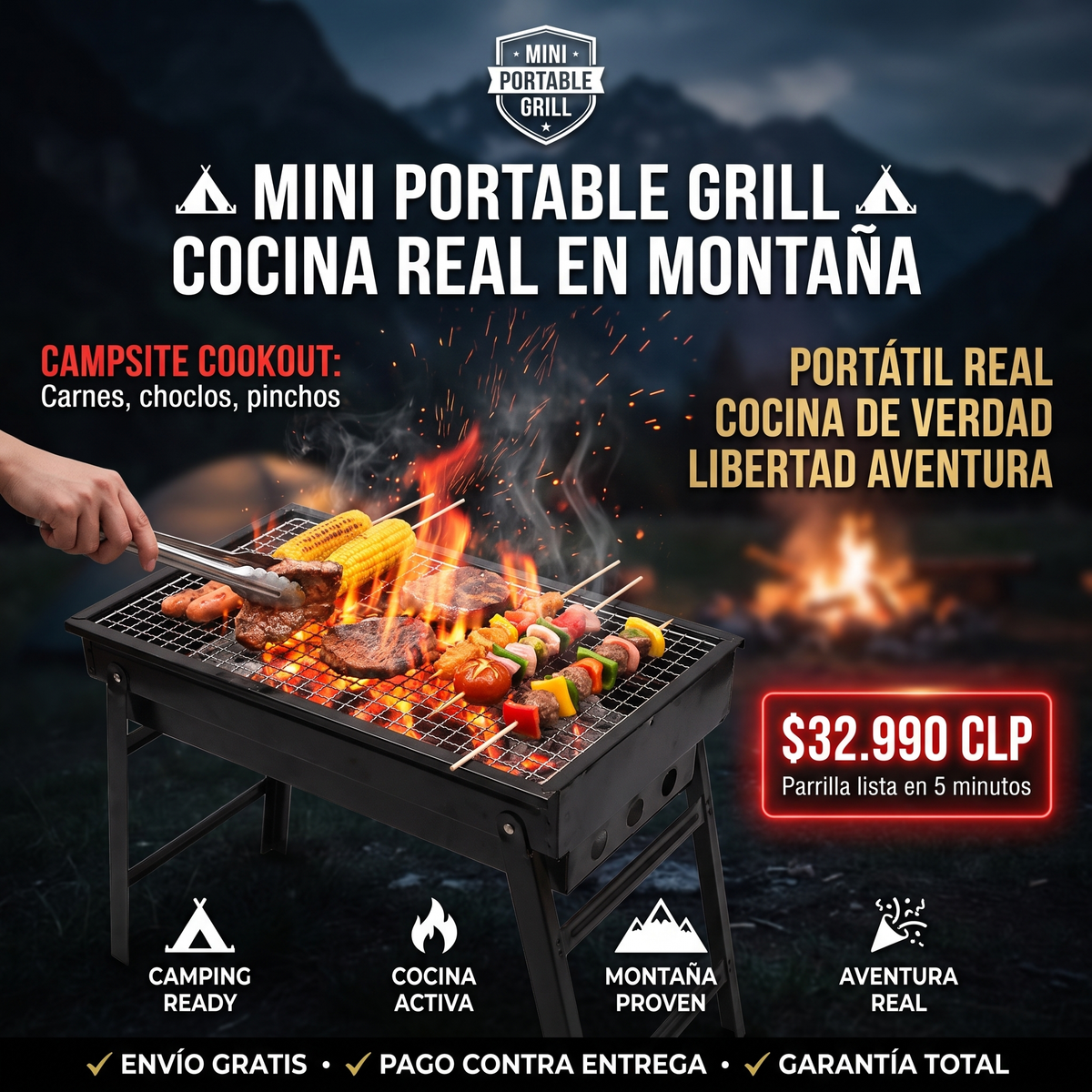 MINI PORTABLE GRILL - PARRILLA PORTÁTIL PARA CAMPING