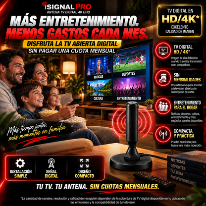 SIGNAL PRO – Antena TV Digital 4K UHD - Disfruta de Canales en HD/4K Sin Pagar Cable
