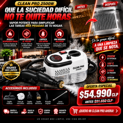 CLEAN PRO 2500W - LIMPIADOR VAPOR POTENCIA MÁXIMA