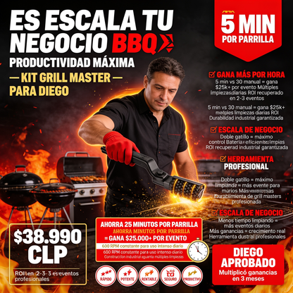 KIT GRILL MASTER - CEPILLO PARRILLA PRO + GUANTES DE REGALO