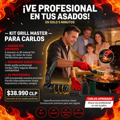 KIT GRILL MASTER - CEPILLO PARRILLA PRO + GUANTES DE REGALO