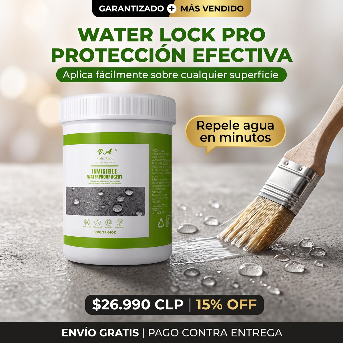 WATER LOCK PRO - SELLADOR IMPERMEABILIZANTE PREMIUM 500G