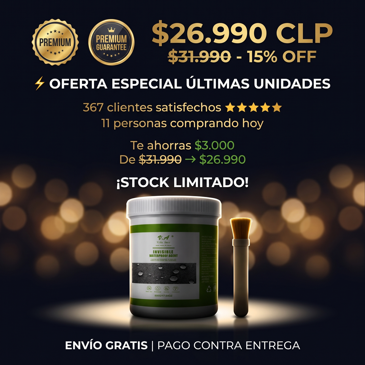 WATER LOCK PRO - SELLADOR IMPERMEABILIZANTE PREMIUM 500G